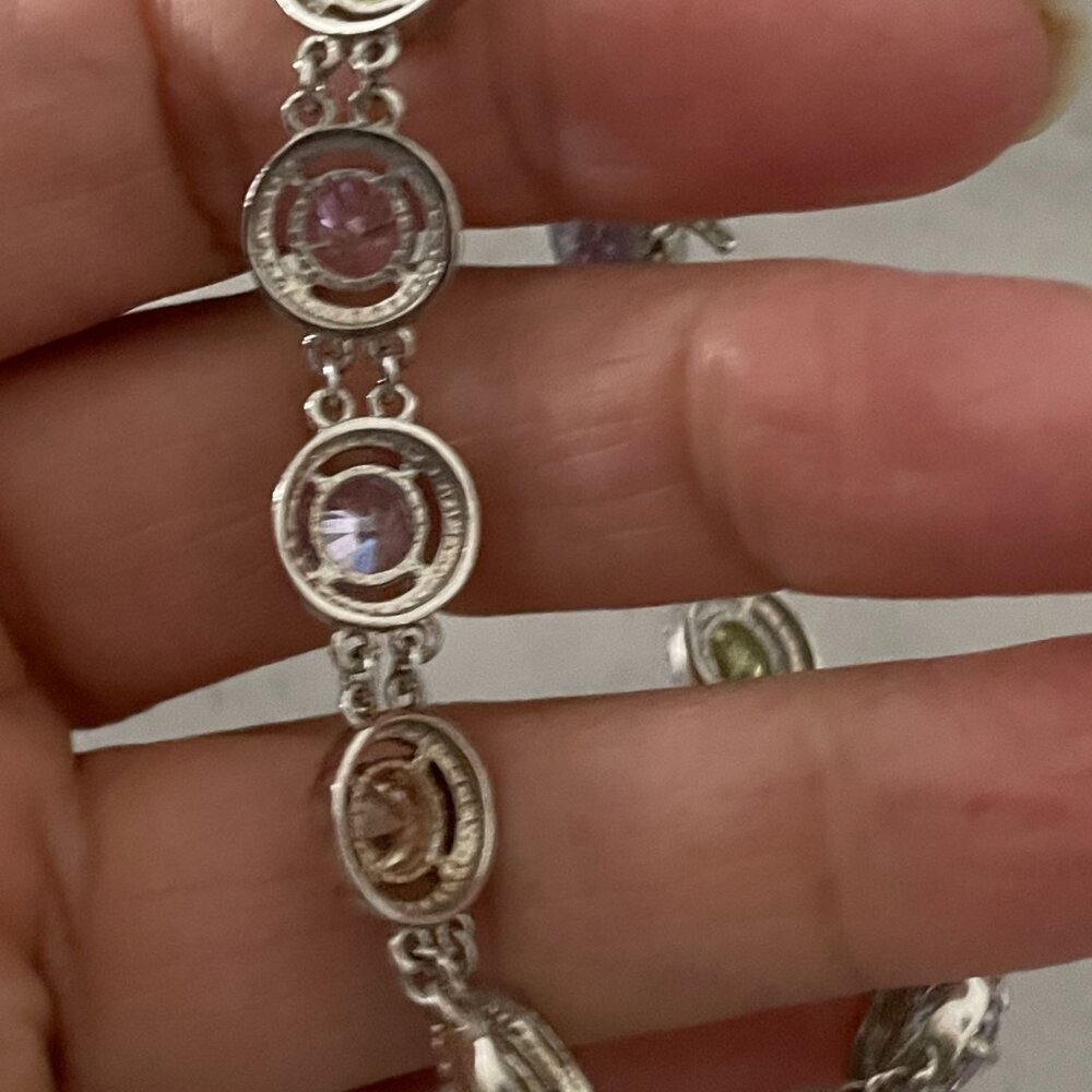 .925 Sterling Silver Multicolor Simulated Gemston… - image 7